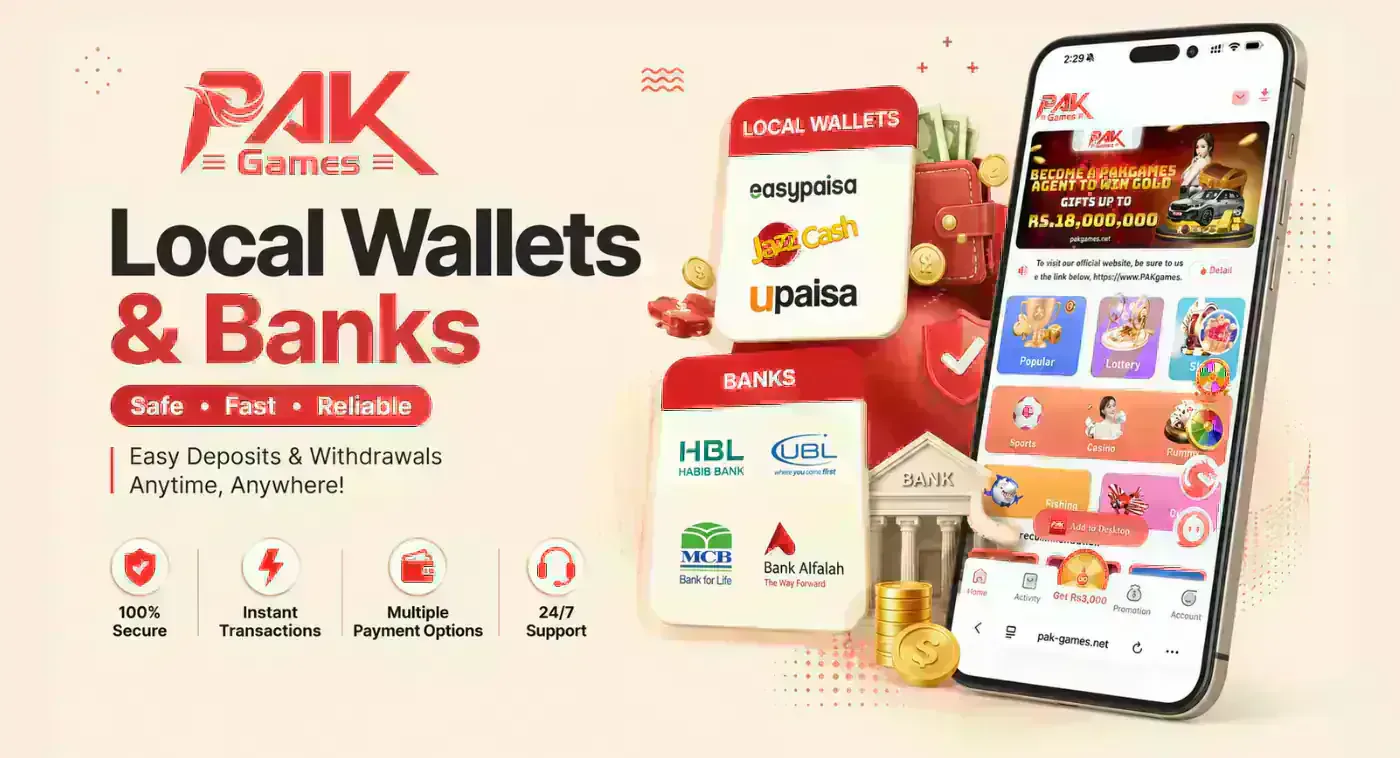 PAK Game app with local wallet and bank transfer payments